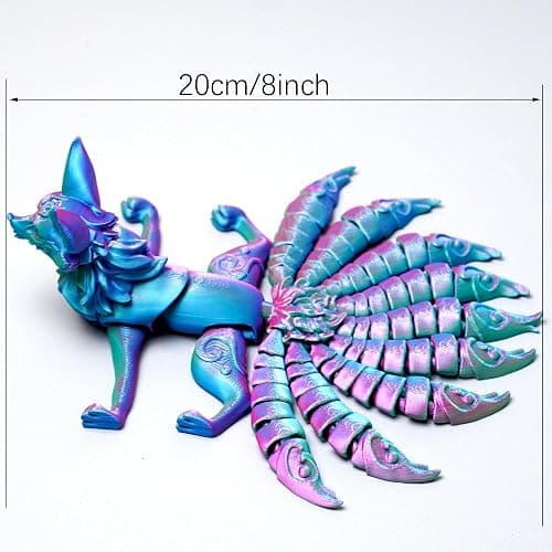 3D Printed Nine tailed fox Model,Flexible Realistic Articulated Animal Fidget Toys,Mystery Figurines Gifts for Easter,Executive Desk Funny Décor and Festival Collectible,Easter Basket Stuffers (PG) thumbnail 2