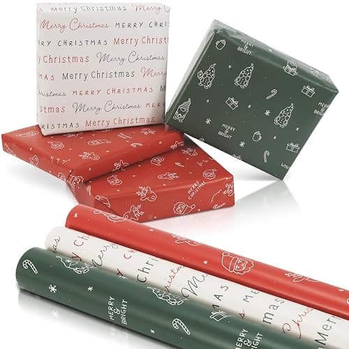 Beautiful Christmas Gift Wrapping Paper Rolls For Small & Medium Size Gifts - Set of 3 Quality Paper Rolls With Cute Designs - Add a Touch of Magic to Every Gift You Wrap - 17 in x 120 in Per Roll thumbnail 9