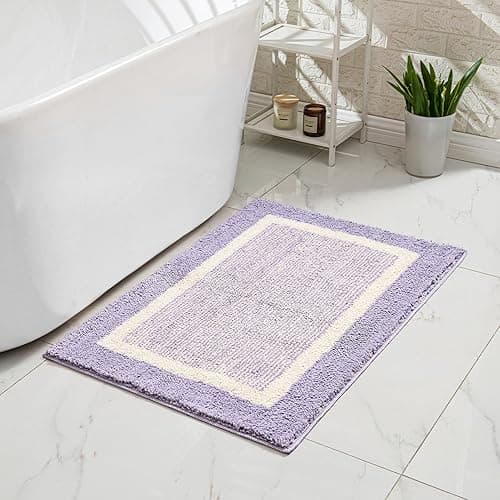 CozeCube Bath mats for Bathroom Non Slip, Purple Bath Rug, Fluffy Bath Rugs for Bathroom Washable, Extra Soft and Absorbent Microfiber Bath mat for Shower Sink, 24" x 16" - 1'4" x 2' (Rectangular) - A-lavender