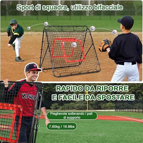 Rete Rimbalzo Calcio Doppio Lato Pieghevole, Rete da Rimbalzo per Pallavolo Angolo Regolabile, con Target per Allenamento Abilità, Facile da Montare, per Calcio, Baseball e Pallavolo thumbnail 5