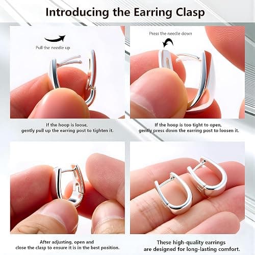 Silver Earrings Small Chunky Silver Hoop Earrings for Women Gold Earrings | 14K Gold Plated Small Hoop Earrings Silver Hypoallergenic Earrings Small Thick Huggie Hoops Earrings thumbnail 6