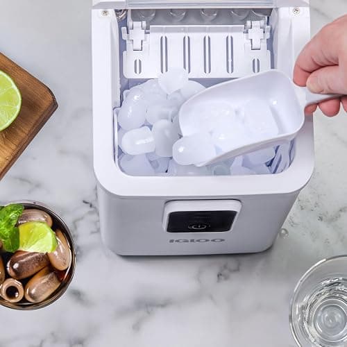 Igloo Self-Cleaning Countertop Ice Maker - Compact and Portable - Creates 26 lbs. Per Day, 8 Pieces Ready Every 7-8 Minutes - Includes Ice Scoop and Basket - White thumbnail 7
