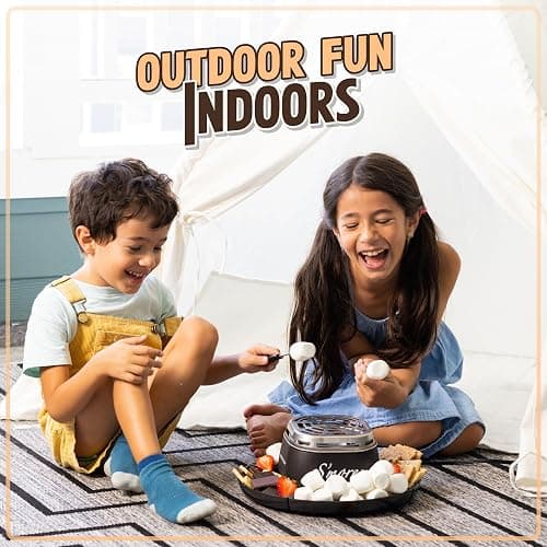 Nostalgia Tabletop Indoor Electric S'mores Maker - Smores Kit With Marshmallow Roasting Sticks and 4 Trays for Graham Crackers, Chocolate, and Marshmallows - Movie Night Supplies - Black thumbnail 6