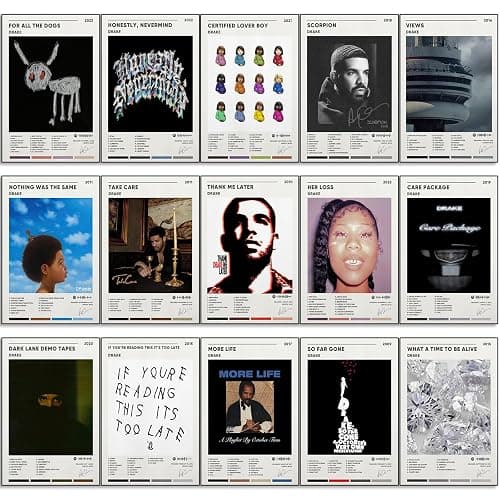 Drake Poster Album Cover Posters Wall Art Decor Print Posters for Room Aesthetic Set of 15 Gifts for Teen and Girls Living Room Bedroom Decoration Unframed: 8x12inch thumbnail 2