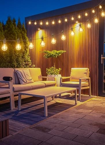 Outdoor String Lights 25 Feet G40 LED Patio Lights, Plug-in, 13 Plastic Edison Bulbs(1 Spare), Waterproof Connectable Hanging Light for Backyard Porch Balcony Party Decor, E12 Base, Black thumbnail 9