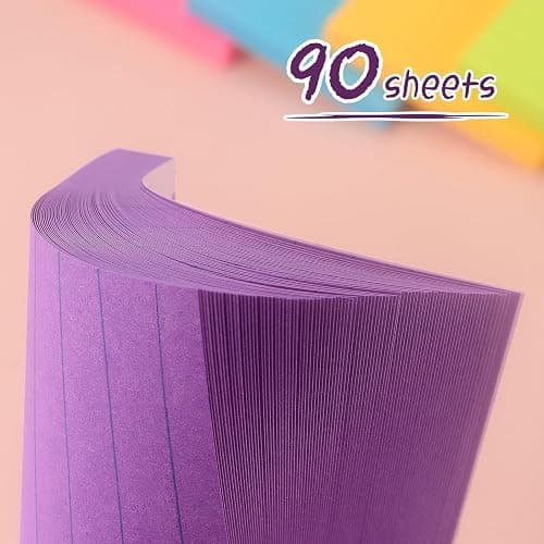Lined Sticky Notes 3x3 Sticky Notes with Lines Self-Stick Notes Bright Color 4 Pads 90 Sheets/Pad (Purple) thumbnail 6
