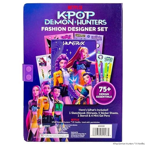 Kpop Demon Hunters™ Fashion Sketch Set, Includes Coloring Book, Gel Pens, Kpop Demon Hunters Stickers, Stencils & More, Great Girls Toys Age 6-8 thumbnail 9