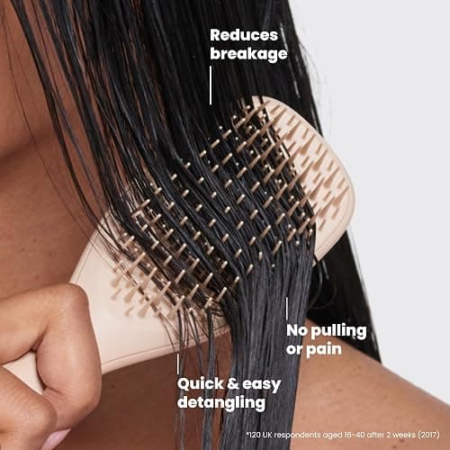 Tangle Teezer Ultimate Detangler Mini Hair Brush, Oat Cream | Travel-size brush with patented two-tier teeth; on-the-go detangling for straight to wavy hair, helps reduce breakage & frizz thumbnail 4