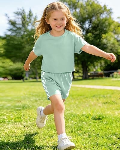 SANMIO Toddler Girl Clothes Summer 3 Piece Outfits Cute Short Sleeves Checkered Tops Shorts and Headband Girls Clothing Set thumbnail 3