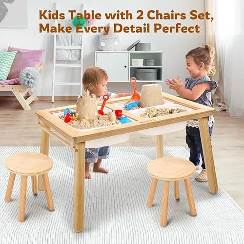 wingyz Sensory Table and Chair Set, 3 in 1 Kids Table for Play Study Art Dining Toys Storage, Sensory Activity Tables for Toddler with Storage Bins, Children's Gifts for Boys and Girls thumbnail 6