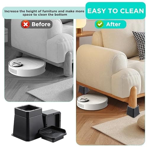 mekueeex Bed Riser Heavy Duty, Adjustable Furniture Risers 3,4,5,6,7 inch, L Shape Bed Lifts Risers for Table Legs, Couch, Sofa, Desk, Cabinet Leg Frames(Black,3-7 inch) thumbnail 4