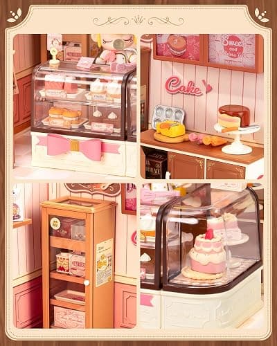 Rolife Super Creator DIY Miniature Plastic House Building Set - Cake Shop | 6" Stackable Diorama Tiny Room Kit Construction Set with LED Suitable for Mini Figures Project for Beginners Gift for Family thumbnail 3