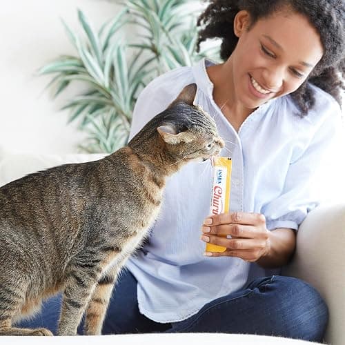 INABA Churu Cat Treats, Grain-Free, Lickable, Squeezable Creamy Purée Cat Treat/Topper with Vitamin E & Taurine, 0.5 Ounces Each Tube, 50 Tubes, Tuna & Seafood Variety thumbnail 10