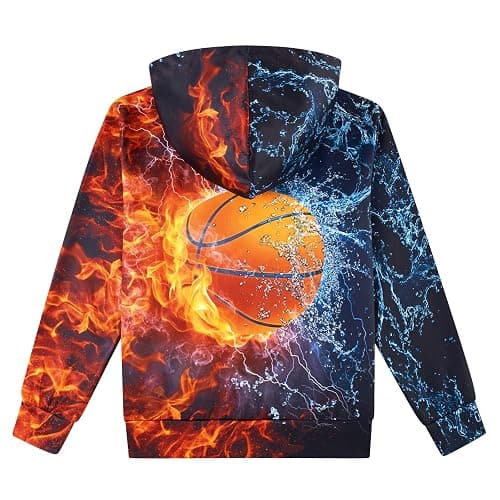 Idgreatim 6-14T Boys Zip Up Hoodies Kids 3D Graphic Hoody Sweatshirt Zipper Pullover with Pockets thumbnail 2