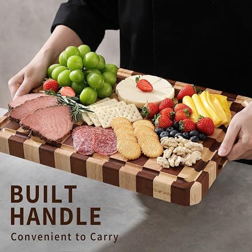 Acacia Wood Cutting Boards for Kitchen-Large Wooden Cutting Boards for Chopping Meat, Cheese, Fruits, and Vegetables thumbnail 6