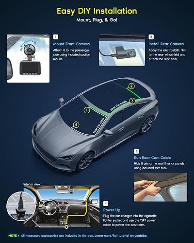 ROVE R2-4K DUAL Dash Cam Front and Rear, STARVIS 2 Sensor, FREE 128GB Card Included, 5G WiFi - up to 20MB/s Fastest Download Speed with App, 4K 2160P/FHD Dash Camera for Cars, 3" IPS, 24H Parking Mode thumbnail 7