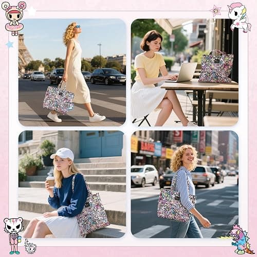 Tokidoki Unicorno Tote Bag Shoulder Bag Canvas Purses for Women Cute Shopper Bag Handbag Travel Purse Charm thumbnail 7
