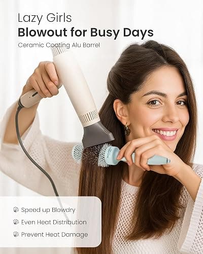 AIMIKE NaturaVol Round Brush for Blow Out, Round Hair Brush Nano Thermal Ceramic & Ionic Tech, for Blow Drying & Salon-like Styling at-home, Maximum Volume Shine - 1.7” Barrel, 2.5” w/Bristle thumbnail 6