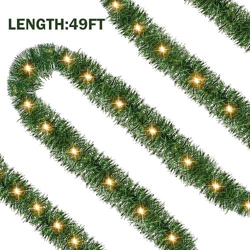 Dazzle Bright 50 FT Pre-lit Christmas Green Garland, 150 LED Lights Lighted Artificial Pine Garlands, for Indoor Outdoor Christmas Decor Holiday Wedding Decoration thumbnail 3