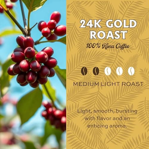 Lion Coffee 24K Gold Roast 100% Kona Ground Coffee, Medium-Light Roast, A Taste of Aloha - 7 Ounce Bag thumbnail 2