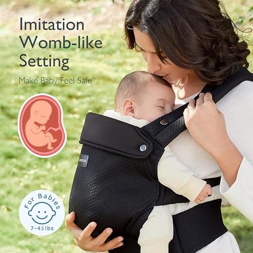 Momcozy Breathable Mesh Baby Carrier, Ergonomic and Lightweight Infant Carrier for 7-45lbs with Enhanced Lumbar Support, All Day Comfort for Hands-Free Parenting, Air Mesh-Black thumbnail 8