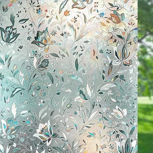 Hoonng Window Privacy Film for Glass, Tulip Removable Static Film, 17.5x78.7 Inch thumbnail 3