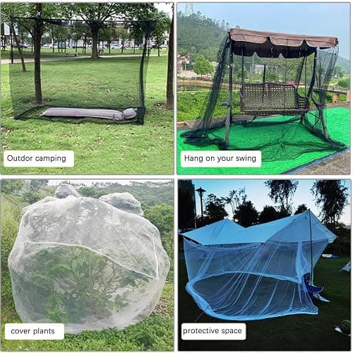 Mengersi Bed Canopy,Canopy Bed Curtains Bed Drapes for Full Queen King Size Bed,Mosquito Net Bed Curtains for Patio Indoor Outdoor Net,Black Bed Canopy Curtains for Gothic,Halloween Decoration thumbnail 7