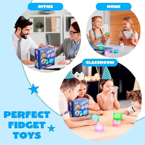 JOYIN 4 Pack Clear Stress Cube, 2'' High Density Cube Toy, Slow Rising Sensory Squishy Toys for Adults, Birthday Gifts, Party Favors, Classroom Prizes thumbnail 6