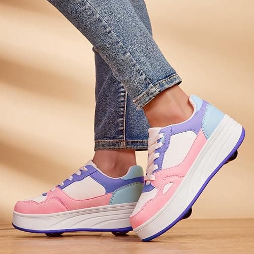 HSQ Fashion Sneaker Roller Skate Shoes for Boys Girls Kids Detachable Wheeled 2 in 1 Skating Shoes with Wheels thumbnail 2