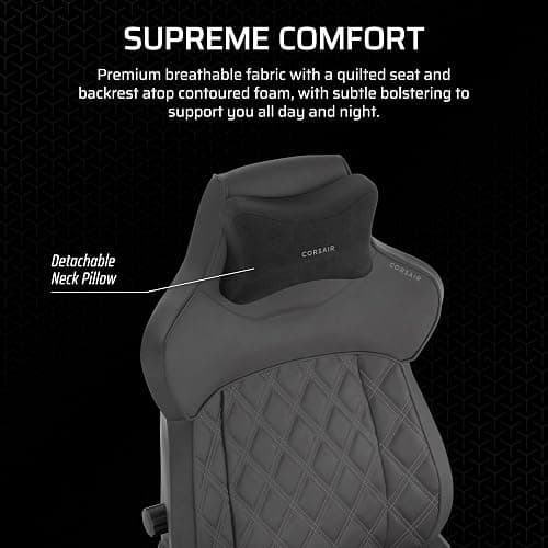 Corsair TC500 Luxe Gaming Chair – Premium Breathable Fabric – Wide Seat – Five-Way Adjustable Armrests – Adjustable Built-in Lumbar Support – 90-135 Degree Recline – Shadow thumbnail 4