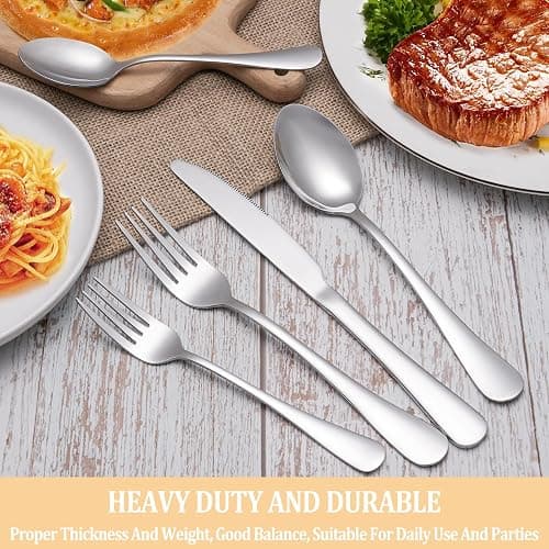 MUTNITT 30 Pcs Silverware Set Service for 6,Premium Stainless Steel Flatware Set,Mirror Polished Cutlery Utensil Sets,Durable Kitchen Eating Tableware Sets,Include Fork Knife Spoon,Dishwasher Safe thumbnail 7