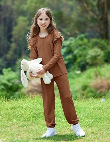 Yekaty Kids Girls Clothes Stylish Ruffled Tops and Pants with Pockets Clothing Sets 2 Piece Outfits thumbnail 5