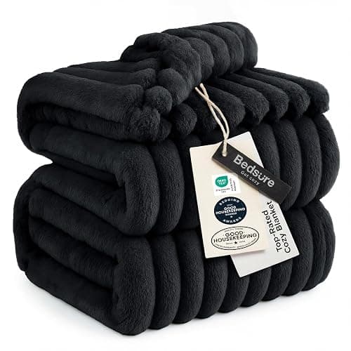 Bedsure GentleSoft King Size Blanket for Bed - Cozy Soft Blankets for Women, Cute Large Fleece Throws for Girls, Black, 108x90 Inches - Image 1