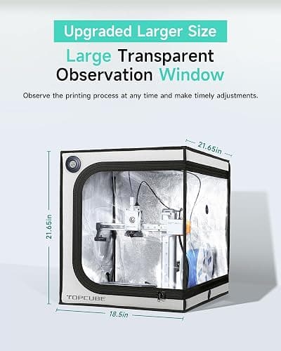 TOPCUBE 3D Printer Enclosure for Bambu Lab A1 Mini with LED Light Grey | Large Transparent Window Enclosure Fireproof Dustproof Noise Reduction Constant Temperature 3D Printer Cover, 470x550x550MM thumbnail 4