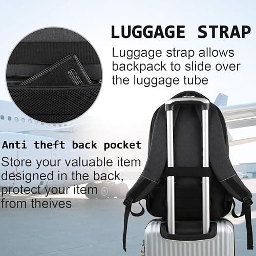 Volher Laptop Backpack,Business Travel Anti Theft Slim Durable Laptops Backpack,Water Resistant College Computer Bag for Women & Men Fits 15.6 Inch Laptop and Notebook - Black thumbnail 6