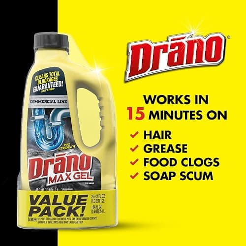 Drano Max Gel Drain Clog Remover and Cleaner for Shower or Sink Drains, Unclogs and Removes Hair, Soap Scum, Blockages, Commercial Line, 42 oz (Pack of 2) thumbnail 4