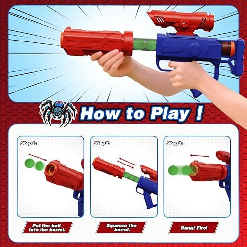 Spider Upgraded 2-in-1 Shooting Games Toys: Rotating Target, 2 Air Blasters & 24 Foam Balls, Bean Bag Toss Game for Kids, Indoor Outdoor Yard Party Games for Boys Girls 4 5 6 7 8 9 10+ Year Old Gift thumbnail 7