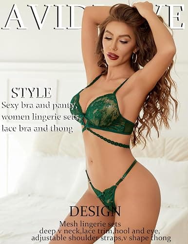 Avidlove Lingerie Sets for Women Sexy Lace Bra and Panty Set Lace Bra with Thong 2 Piece Lingerie Babydoll thumbnail 3