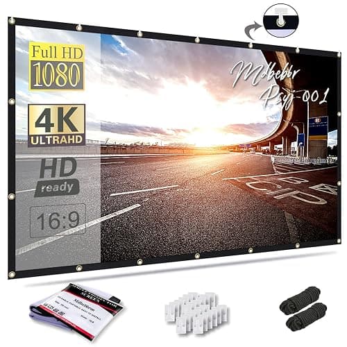 Mdbebbron 120 inch Projector Screen 16:9 Foldable Anti-Crease Portable Projector Movies Screens for Home Theater Outdoor Indoor Support Double Sided Projection - Image 1