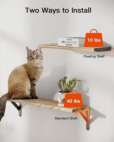 AMADA HOMEFURNISHING Long Wall Shelves, Rustic Farmhouse Style, Wood Floating Shelves for Wall Decor, Bathroom & Bedroom Storage, Living Room Book Shelves, 6pcs thumbnail 5