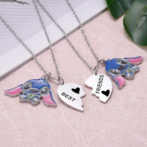 Best Friend Stitch Necklace Friendship Matching Heart Necklace for 2 Lilo and Stitch Stuff Jewelry for Friends BFF Bestie thumbnail 3