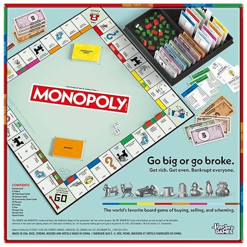Monopoly Board Game | Classic Game with Storage Tray and Larger Tokens | Ages 8+ | 2 to 6 Players | Family Games for Kids and Adults | Kids thumbnail 2