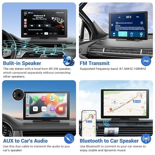 HAUXIY Wireless Apple Carplay Screen for Car 4K Dash Cam, 9" Portable Apple Carplay & Android Auto Car Stereo, with 1080p Backup Camera, GPS Navigation/Mirror Link/Voice Control/Bluetooth - Black thumbnail 4