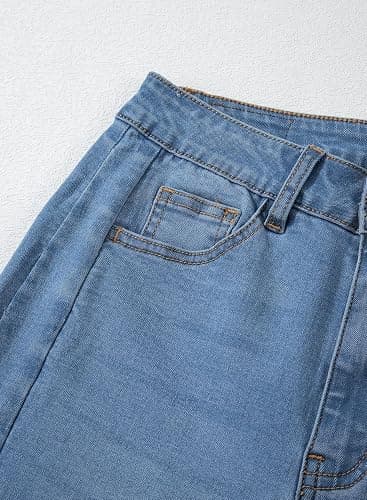 Sidefeel Women's Wide Leg Jeans High Waisted Strechy Raw Hem Zimbaplatinum Denim Pants thumbnail 7