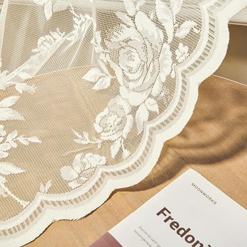 SEEKRIGHT Ivory Lace Curtains 80 Inches Long 2 Panels Victorian Floral Sheer for Bedroom Living Room Rod Pocket Light Filtering Cream Window Decor for Dining Room Home Office, 52x80 thumbnail 6