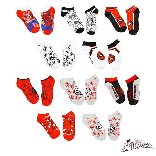 Marvel Spider-man Socks for Boys, 10 Pairs Low Cut Socks for Boys Ages 3-9 thumbnail 4