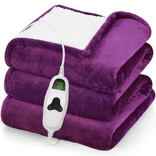 greenoak Heated Blanket Electric Throw 50"X60", Heating Blanket with 10 Heat Levels 8 Hours Auto-Off,Fleece Soft Blanket,Christmas Birthday Gifts for Mom, Taro Purple - Image 1