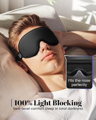 WAOAW Sleep Mask for Men Women: Blackout Eye Masks for Sleep - 3D Breathable Soft Comfortable Eye Mask for Travel - Adjustable Light Blocking Night Masks for Sleeping thumbnail 3