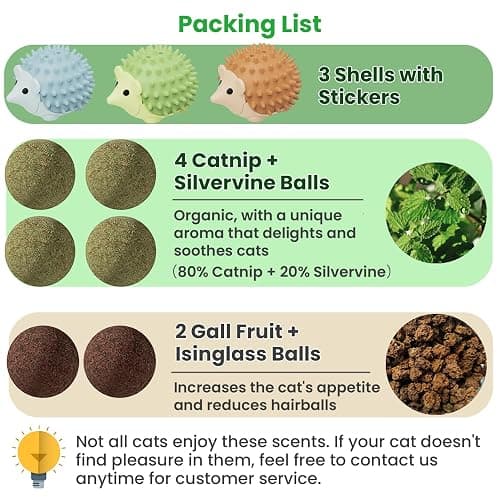 Petinstinct 6 Pcs Catnip Ball Toys with Rubbing Shell, Lickable Roller Catnip Toys for Cats Chew, Edible and Refillable Kitten Toys, Teeth Cleaning Dental Indoor Cat Treats Toys, 3 Shells 6 Balls thumbnail 2