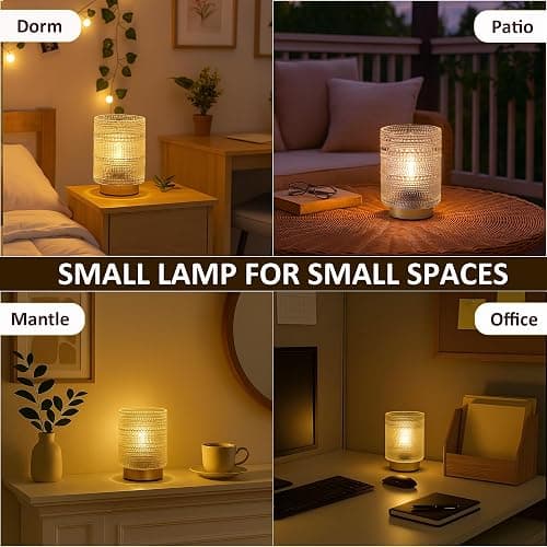 Small Battery operated Lamp with Timer for Bedside/Coffee Table/Book shelf Decor,Cordless Aesthetic Lamps with Warm Moody Lighting for Home Decor/Dorm/Bathroom/ Patio/Entryway/Cubicle Decor(Clear) thumbnail 7